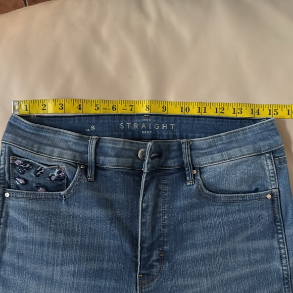 White House Black Market Straight Crop w/Purple Embroidery On Back /5th Pocket - Picture 10 of 10